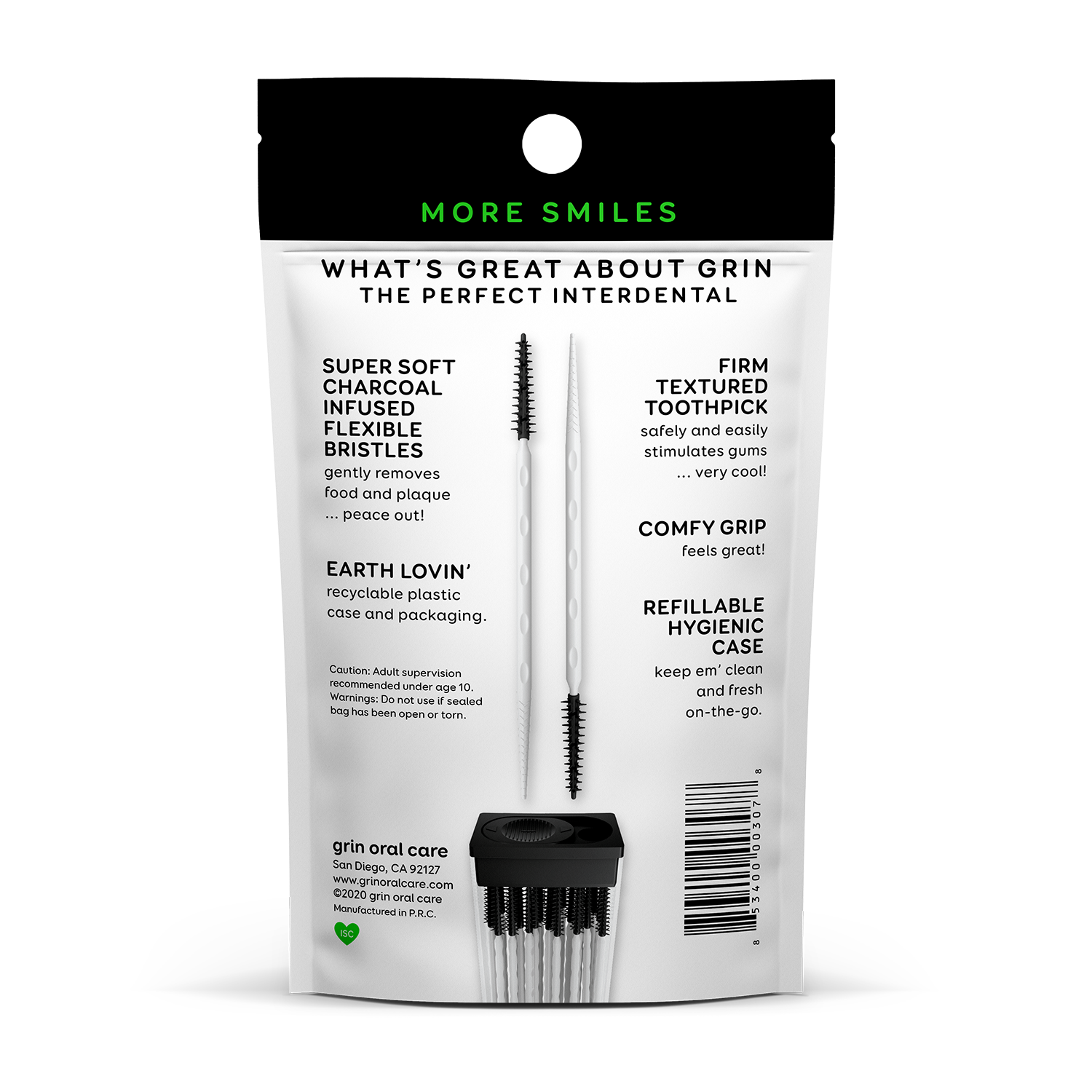 Grin Oral Care Minty Charcoal Softstx