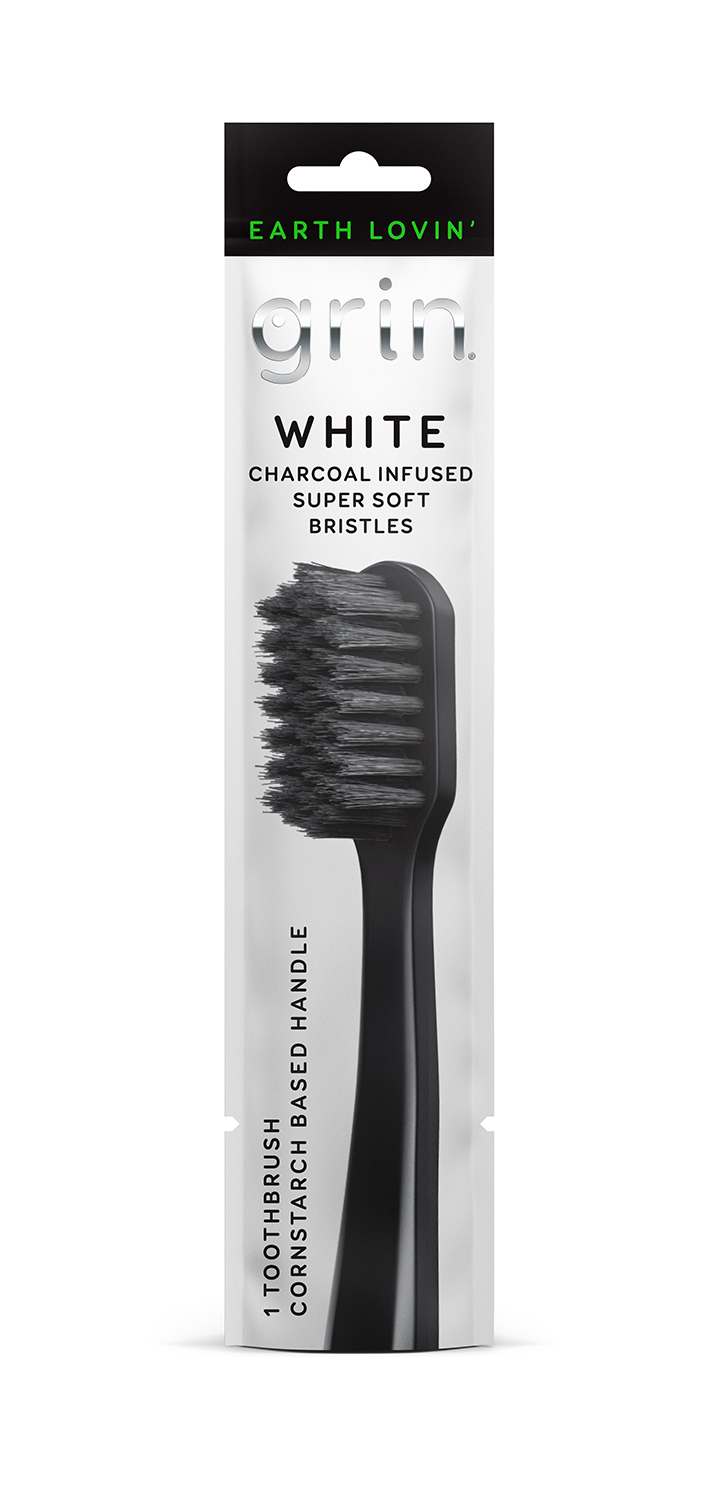 Grin Oral Care White Charcoal Infused Toothbrush