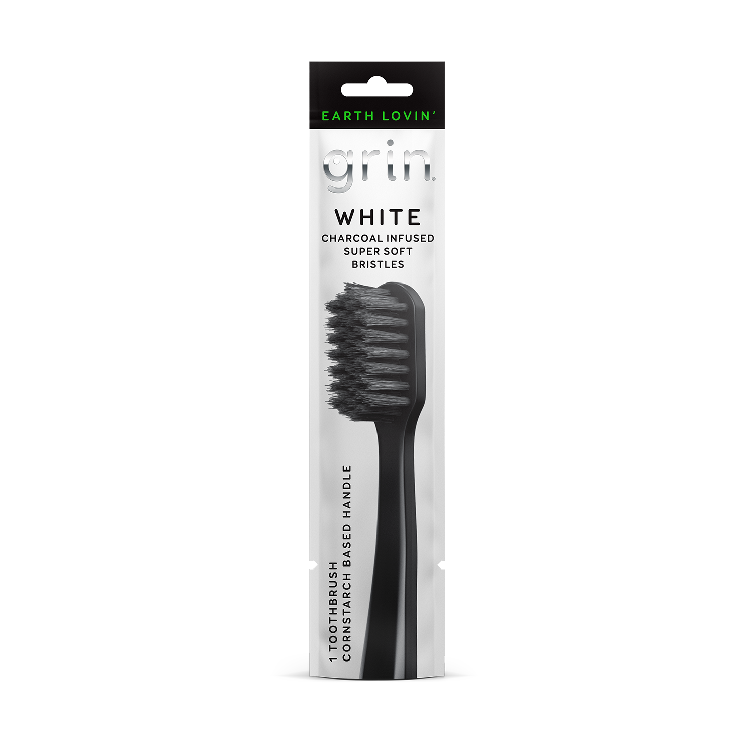 Grin Oral Care White Charcoal Infused Toothbrush
